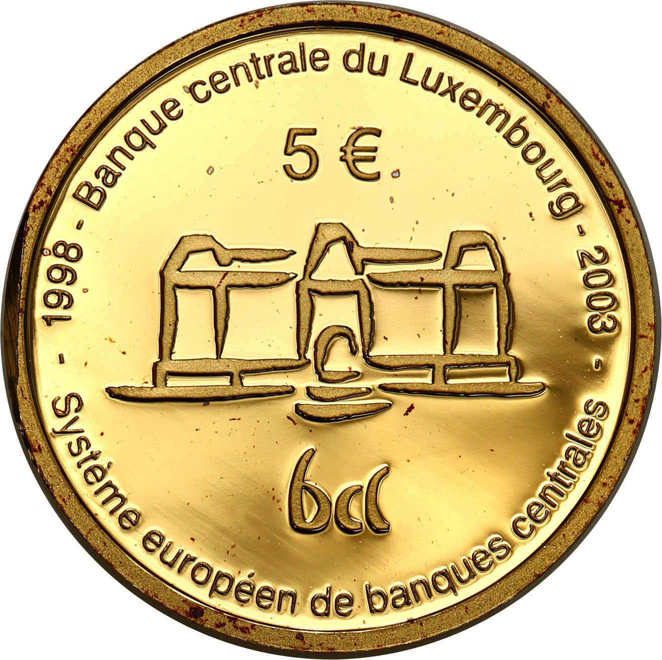 Luksemburg. 5 euro 2003 Rocznica - Centralny Bank Luksemburga i Europy